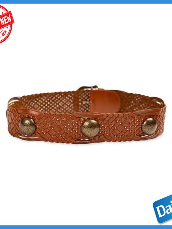 Wide Braided Leather Belt Adjustable Harness Buckle Size X-Large